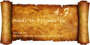 Asbóth Filoméla névjegykártya